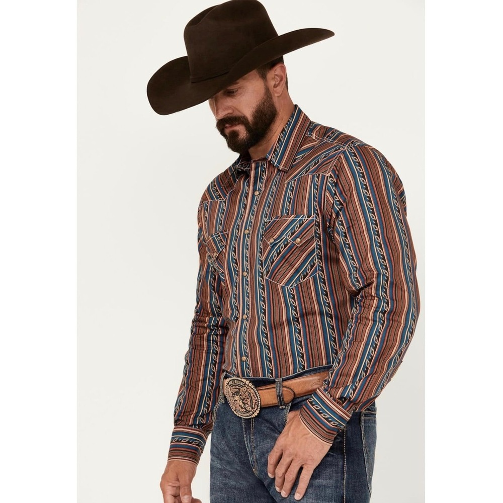 Cinch XL Serape Striped Long Sleeve Snap Western Shirt Aztec Sawtooth pockets